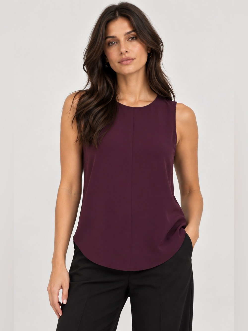 💎 Aritzia Babaton Wade Blouse Plum Sleeveless Tunic Top M